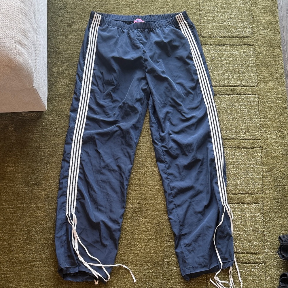 Edikted Black Track Pants with White Stripes